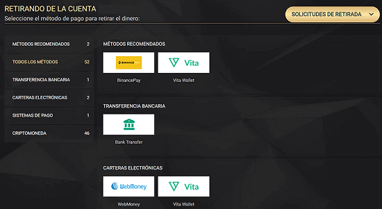 Elegir un método de retiro en 1xSlots Elegir un método de retiro en 1xSlots